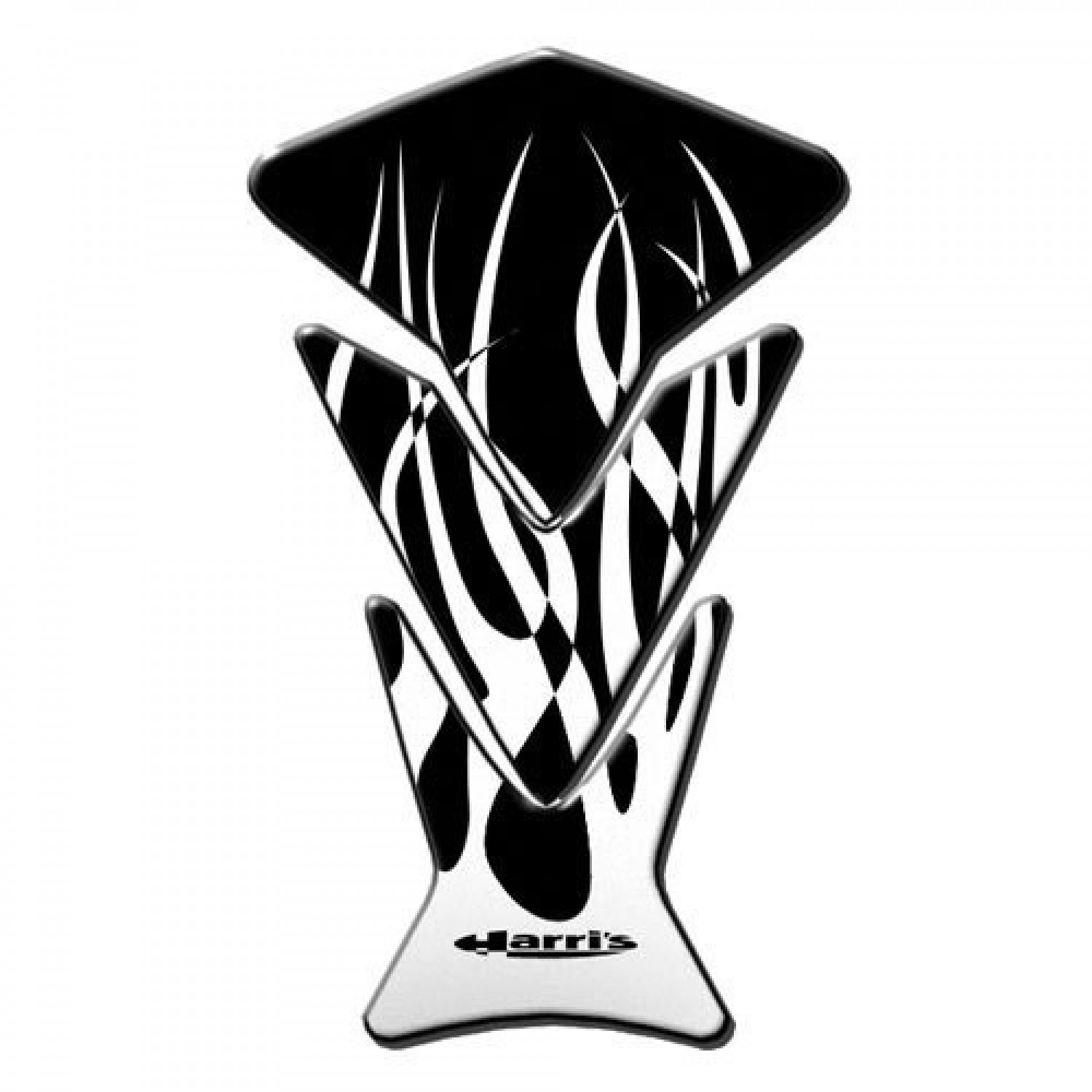 BIKE-label Protège-Réservoir Moto 3D Tête De Mort Flammes - Blanc/Gris - 190x220mm Résistant Essence Et UV
