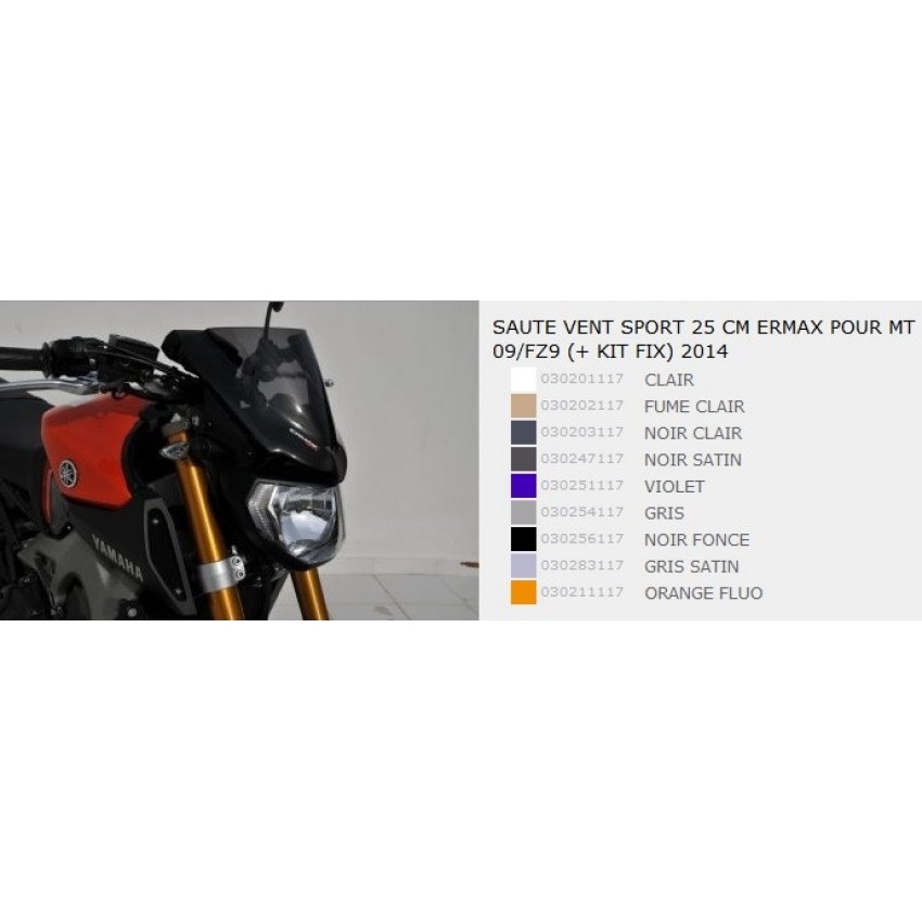 Saute vent Ermax Sport 25cm - MT-09 2014-16 - Yamaha