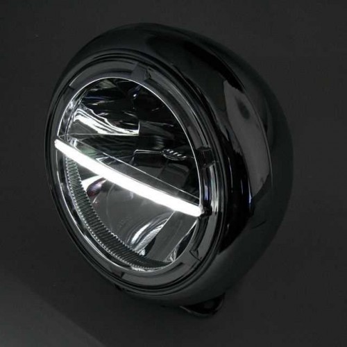 Phare 7" à leds Highsider HD-Style chrome fixation inférieure