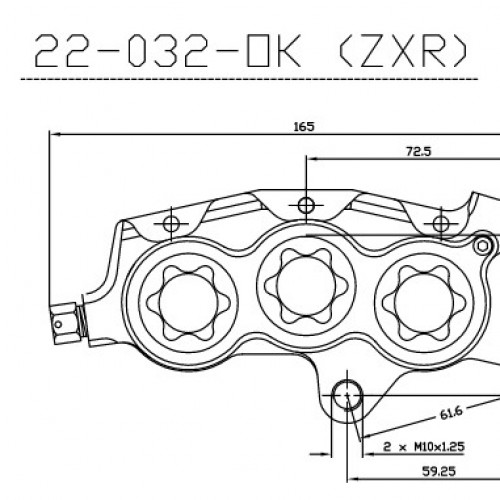 Etrier avant 6 pistons ISR entraxe fixation 61,6mm