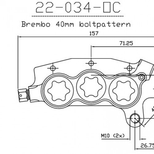 Etrier avant 6 pistons ISR entraxe fixation 40mm