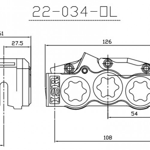 Etrier avant radial 6 pistons ISR entraxe fixation 108mm