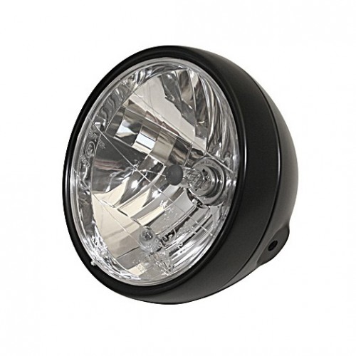 Phare avant (feux) double rond noir Ø90mm AVOC pour moto, cyclomoteur