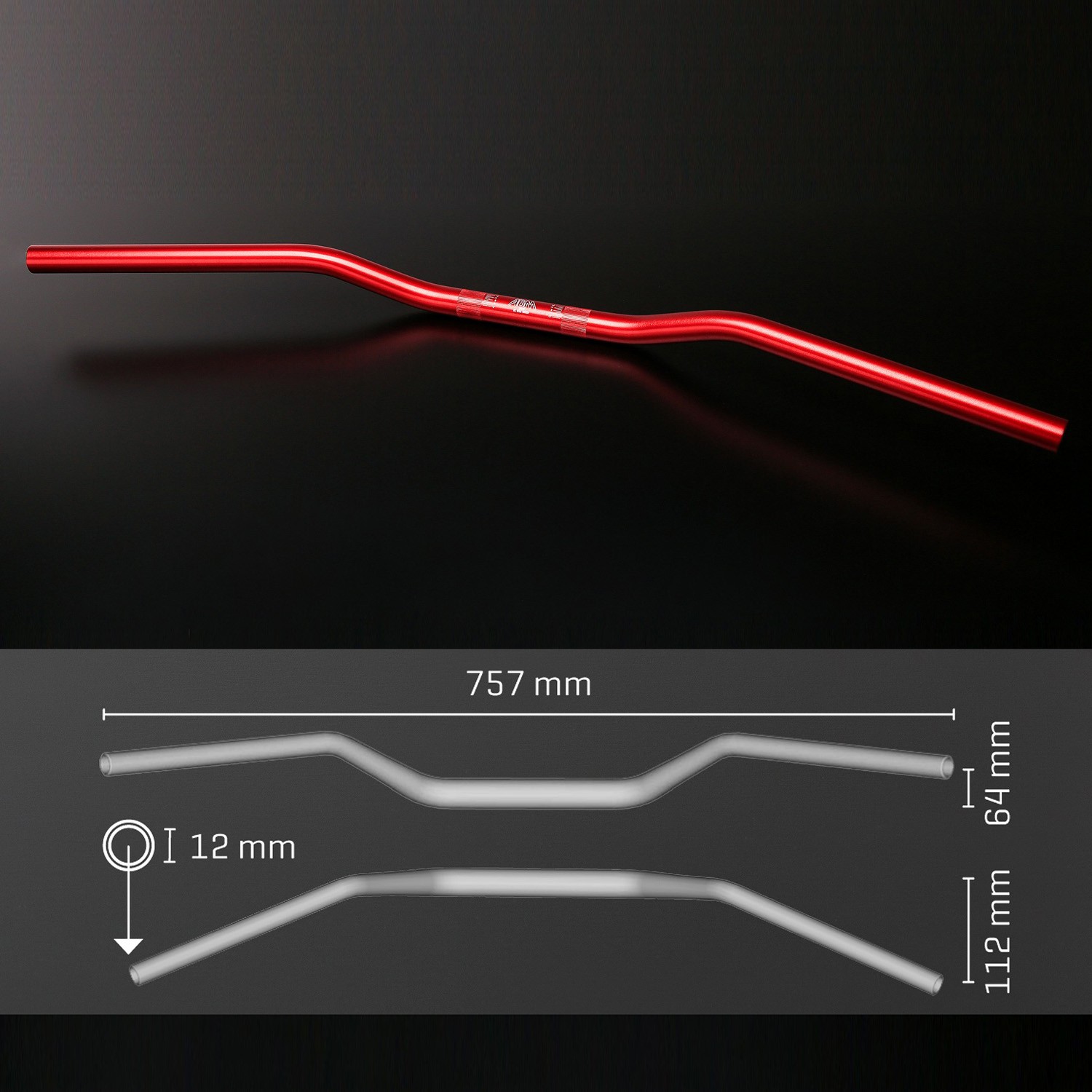 Guidon noir/rouge avec barre Pro Ride sans mousse