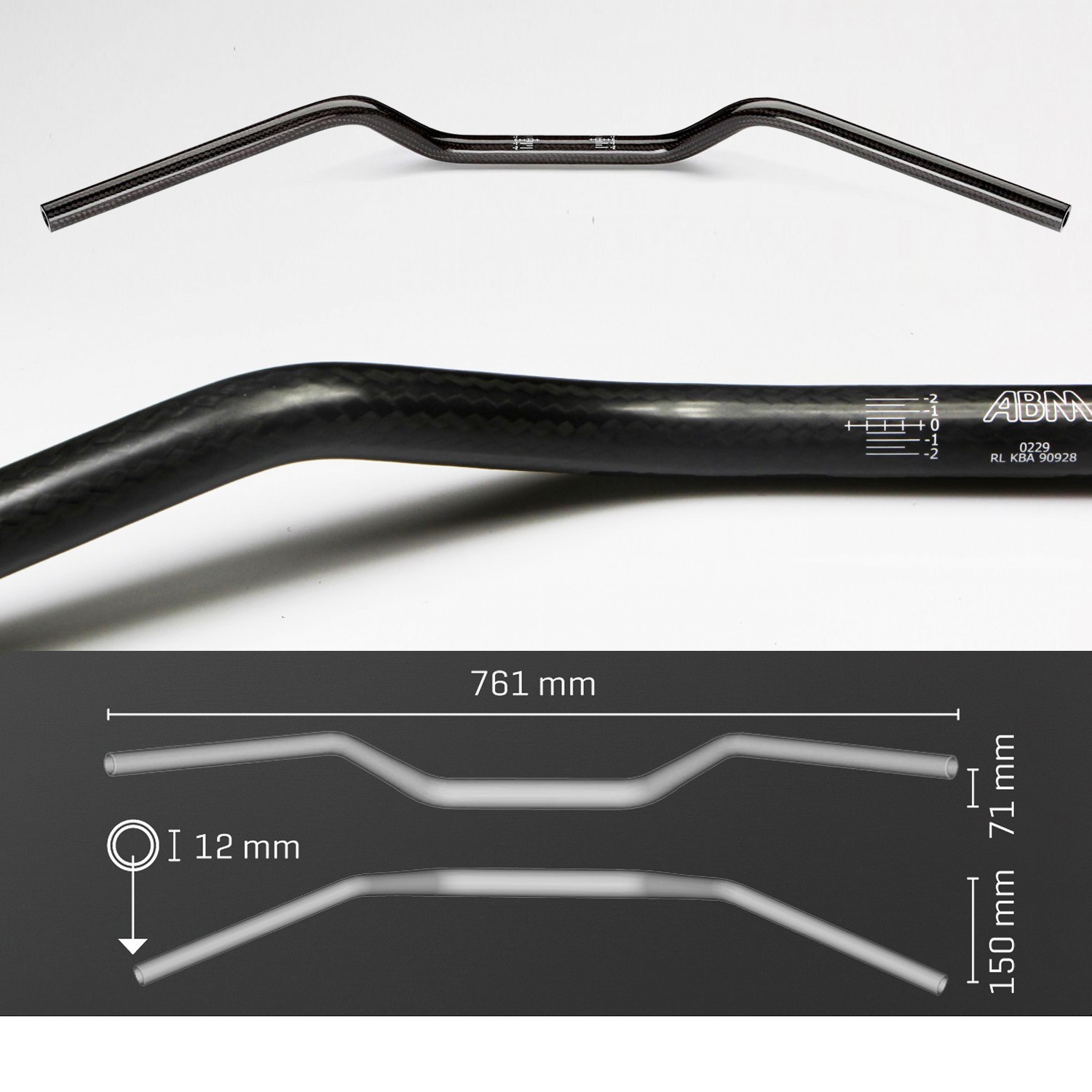 Guidon ABM Superbike - 22mm CARBONE