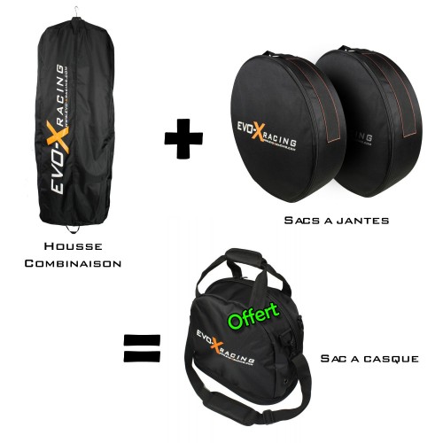 Pack Evo X Racing housse combinaison + sac à jantes + sac à casque