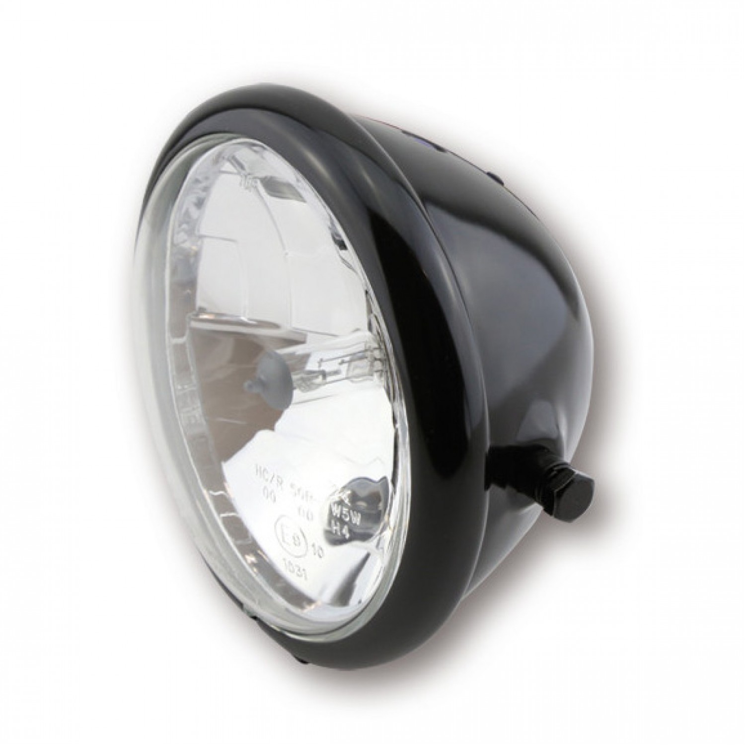 Phare moto custom noir brillant, Diam 5 ¾ pouces