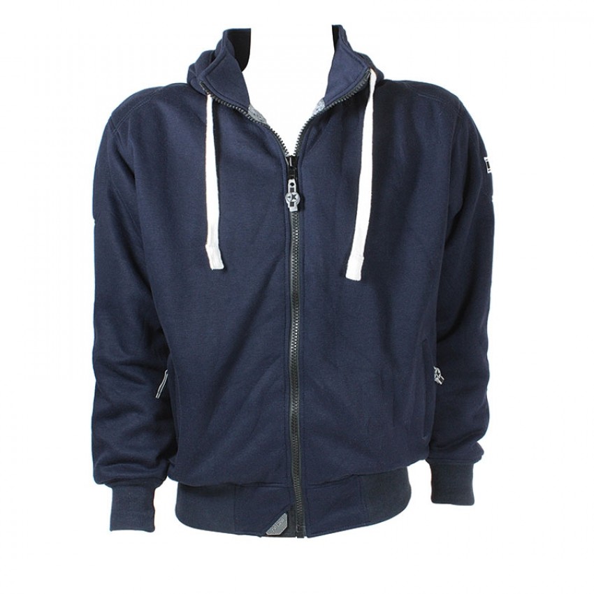 Hoodie zippé Harisson Patriot avec protections moto homologuées Bleu