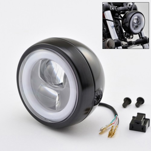 Optique Full LED Moto 6081B - Rond 7 40W 4500Lms 5500K - Noir - XENLED  Phare moto - France-Xenon