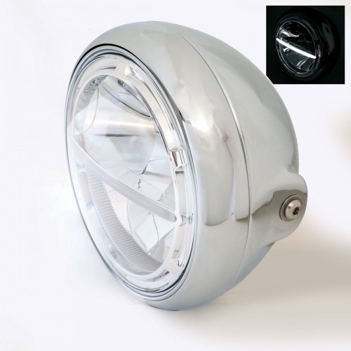 Phare 7" à leds Highsider Voyage chrome fixations latérales