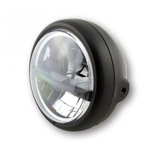 Phare à leds 5"3/4 Highsider Pecos Type 5 noir fixations latérales