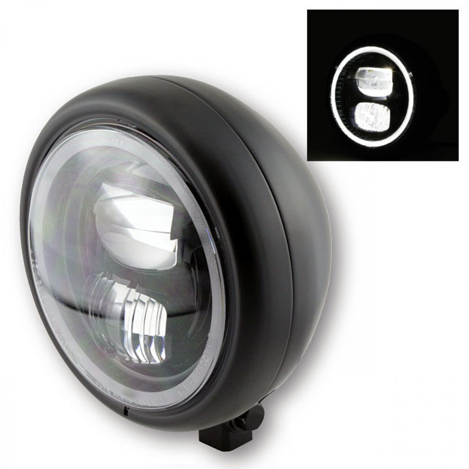 Phare à leds 53/4 Highsider Pecos Type 7 noir fixation inférieure