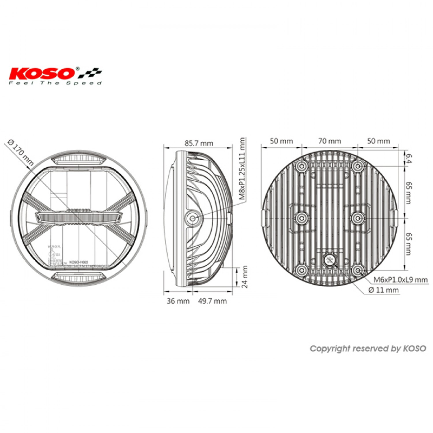 Koso, feux moto a led universele homologué